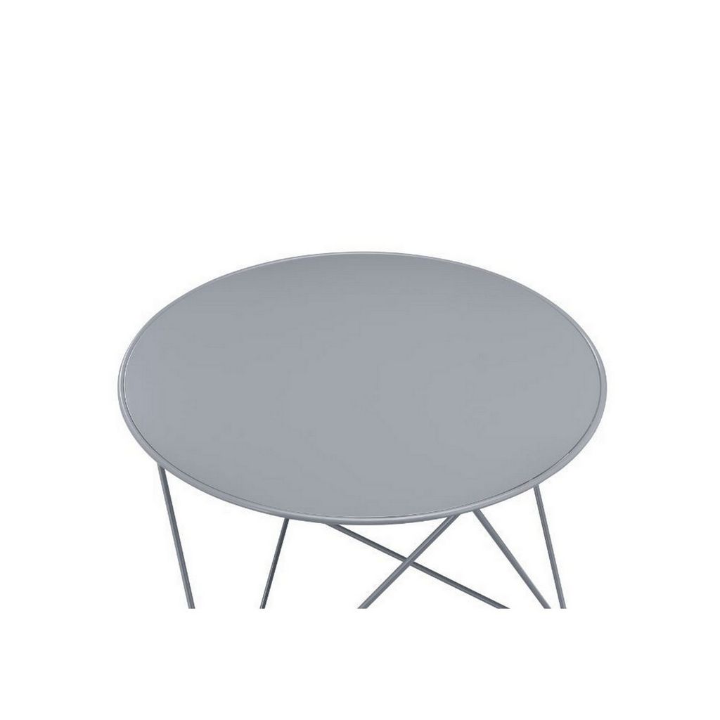 Accent Table with Open Geometric Base and Round Top, Gray - View 5