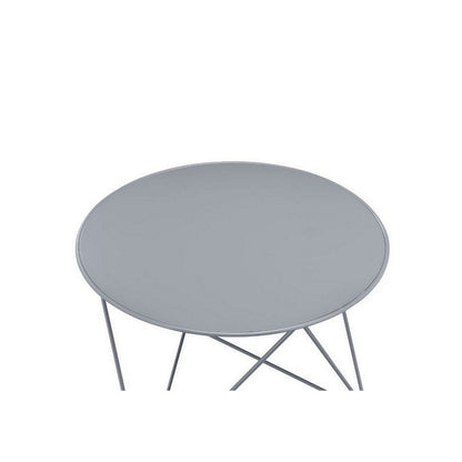 Accent Table with Open Geometric Base and Round Top, Gray - View 5