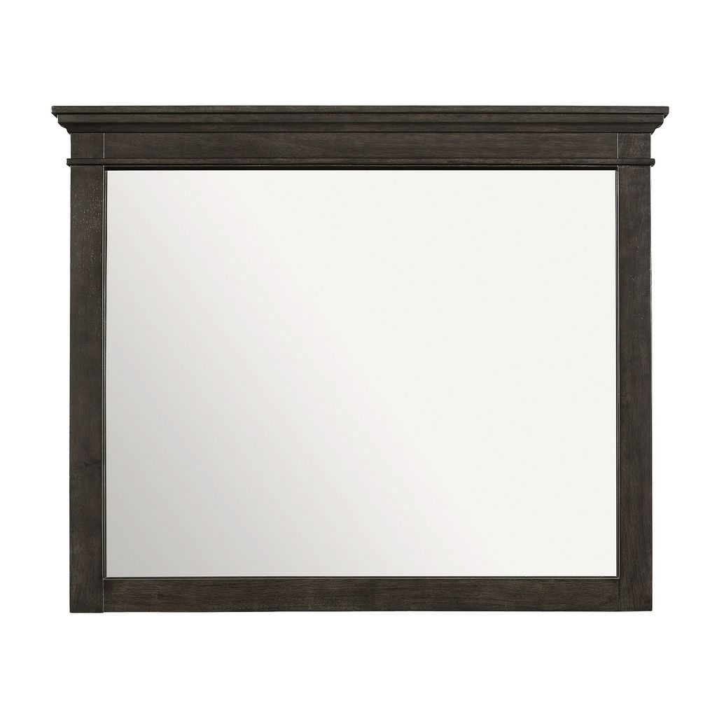 35 x 42 Inch Rectangular Wood Frame Dresser Mirror, Molded, Charcoal Gray - View 2