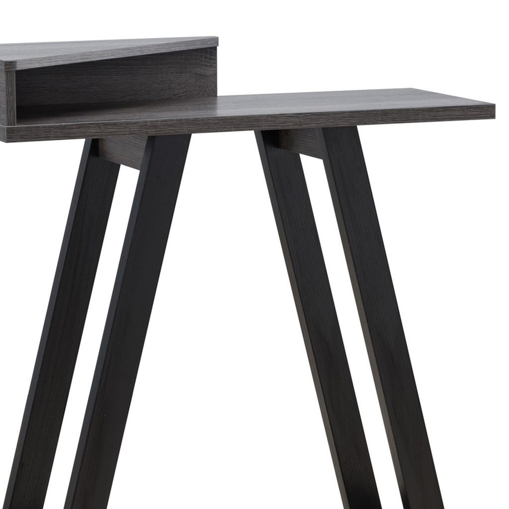 Baki 38 Inch Modern Wood Side Console Table, Corner Compartment, Black - View 3
