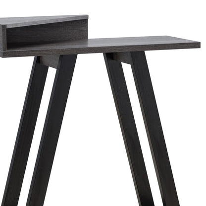 Baki 38 Inch Modern Wood Side Console Table, Corner Compartment, Black - View 3