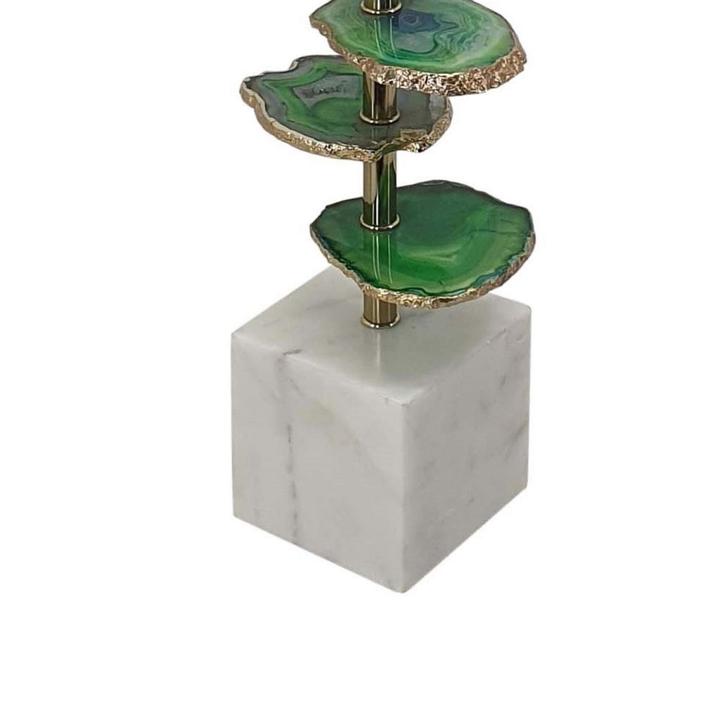 Parks 30 Inch Table Lamp With Agate Slices and Linen Drum Shade, White - View 4