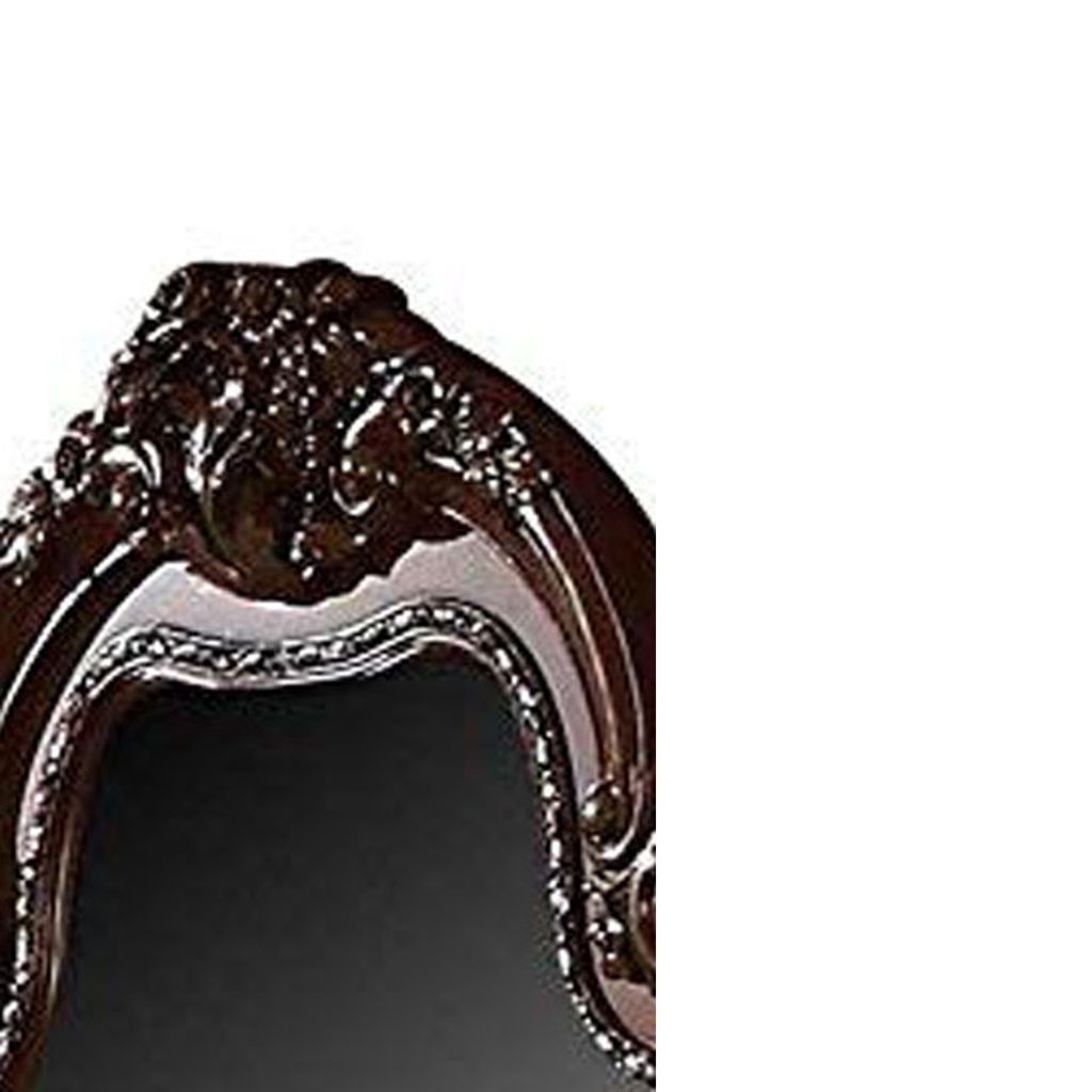 Traditional Wooden Mirror with Oversized Polyresin Scrollwork, Brown - View 4