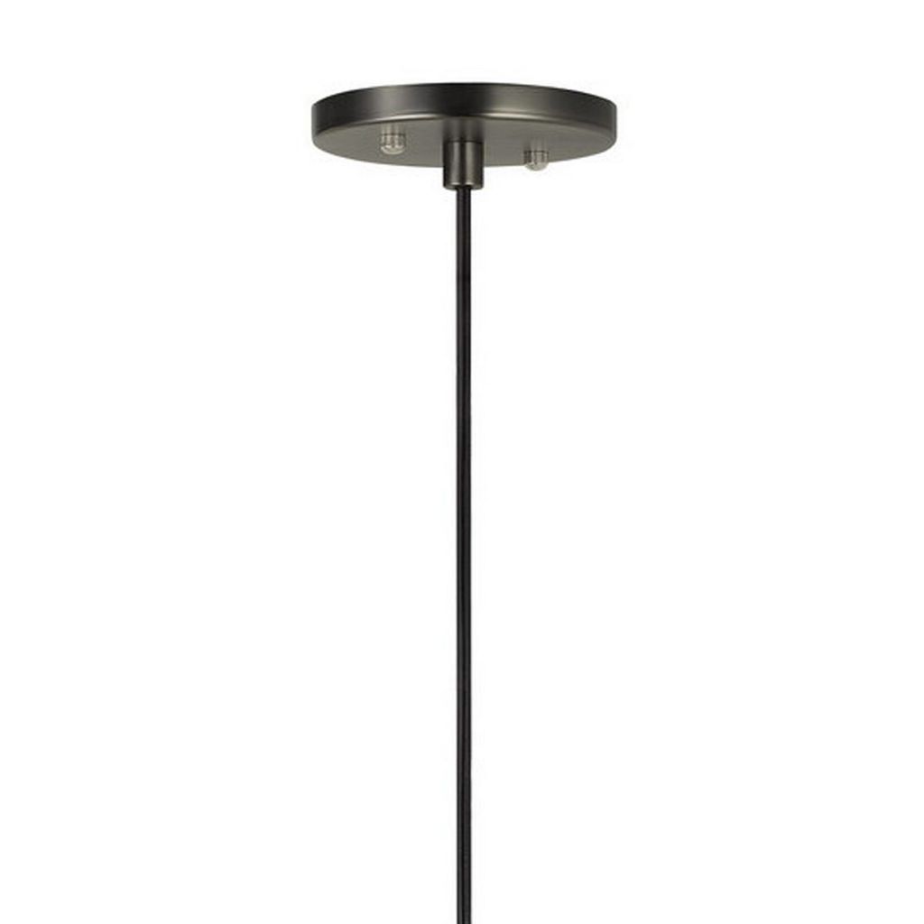 Hexagonal Metal Frame Single LED Light Pendant with Glass Diffuser, Black - View 2