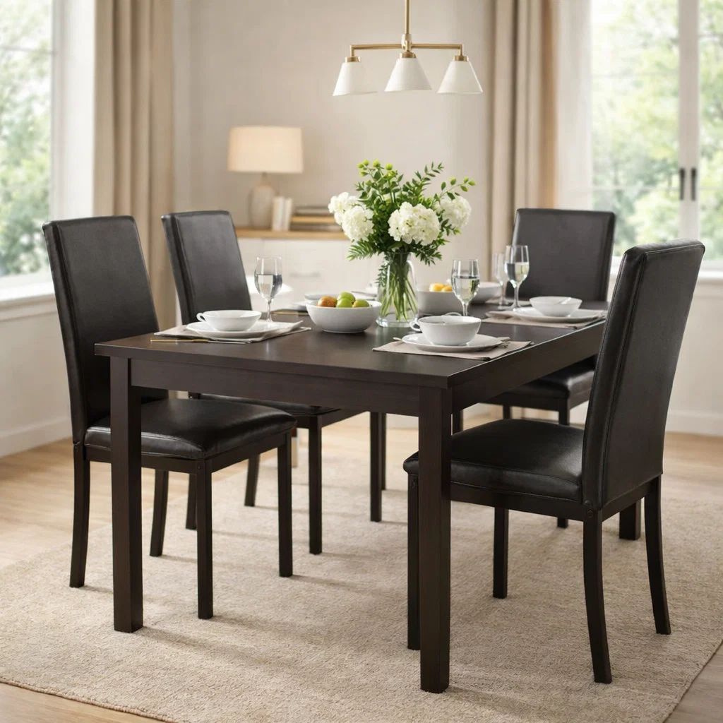 Leatherette Upholstered Counter Height Metal Frame Side Chair, Dark Brown (Set of 4) - View 7
