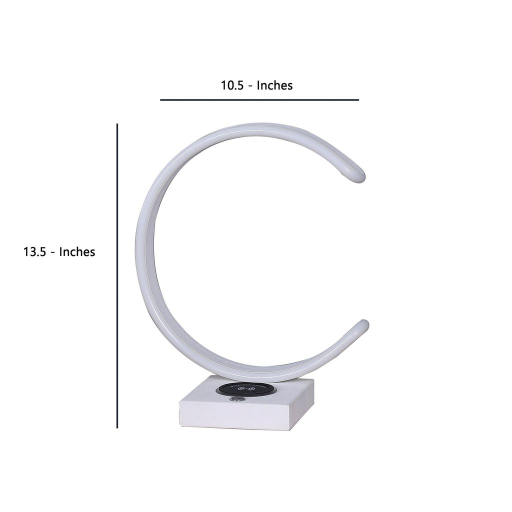 Metal C Shaped Table Lamp with USB Plugin, White - View 5