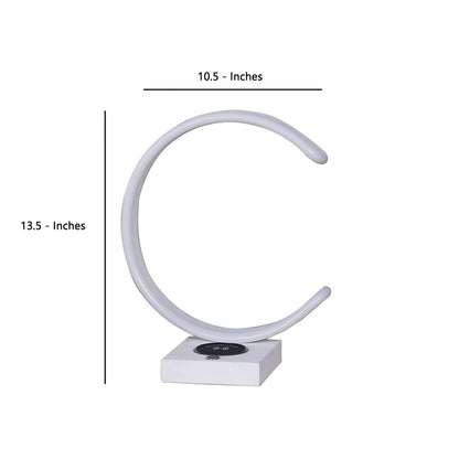 Metal C Shaped Table Lamp with USB Plugin, White - View 5