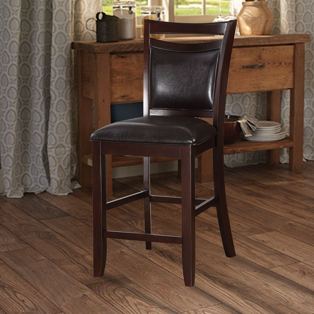 Classic Wooden Armless High Chair, Brown & Black, Set of 2 - View 6