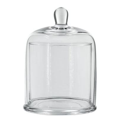 Set of 2 Large Glass Serving Platters with Dome and Finial Handle, Clear