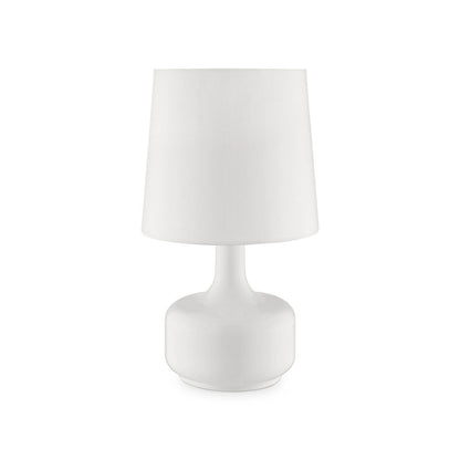 Table Lamp with Teardrop Metal Base and Fabric Shade, White