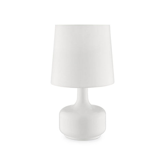 Table Lamp with Teardrop Metal Base and Fabric Shade, White
