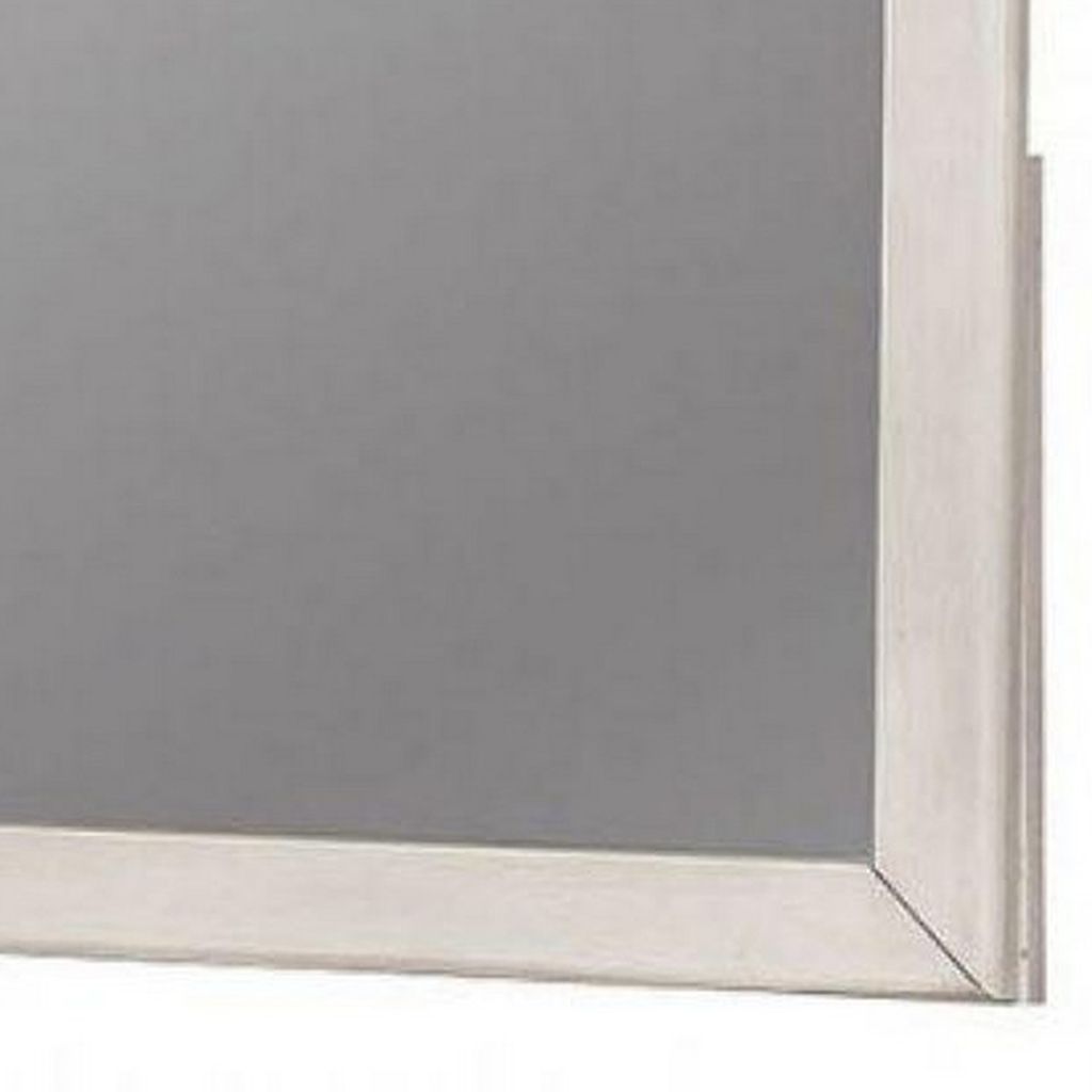 32 Inch Transitional Style Wooden Frame Mirror, White - View 4