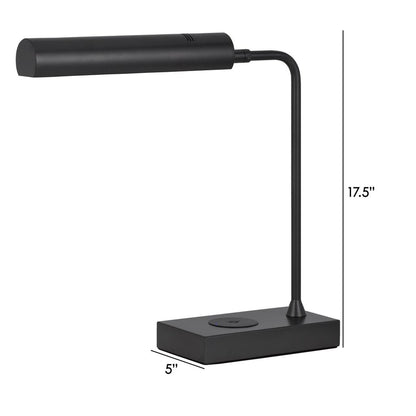 Dyna 18 Inch Integrated LED Desk Lamp, Wireless USB Port, Matte Black - View 5