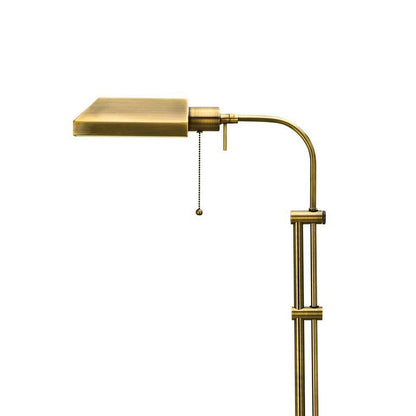 Metal Rectangular Floor Lamp with Adjustable Pole, Gold - View 2