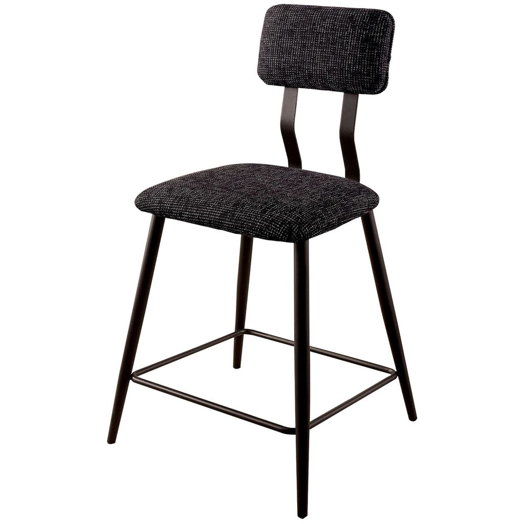 Fabric Counter Height Chairs with Angled Metal Legs, Set of 2, Black - View 3
