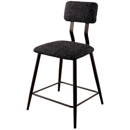Fabric Counter Height Chairs with Angled Metal Legs, Set of 2, Black - View 3