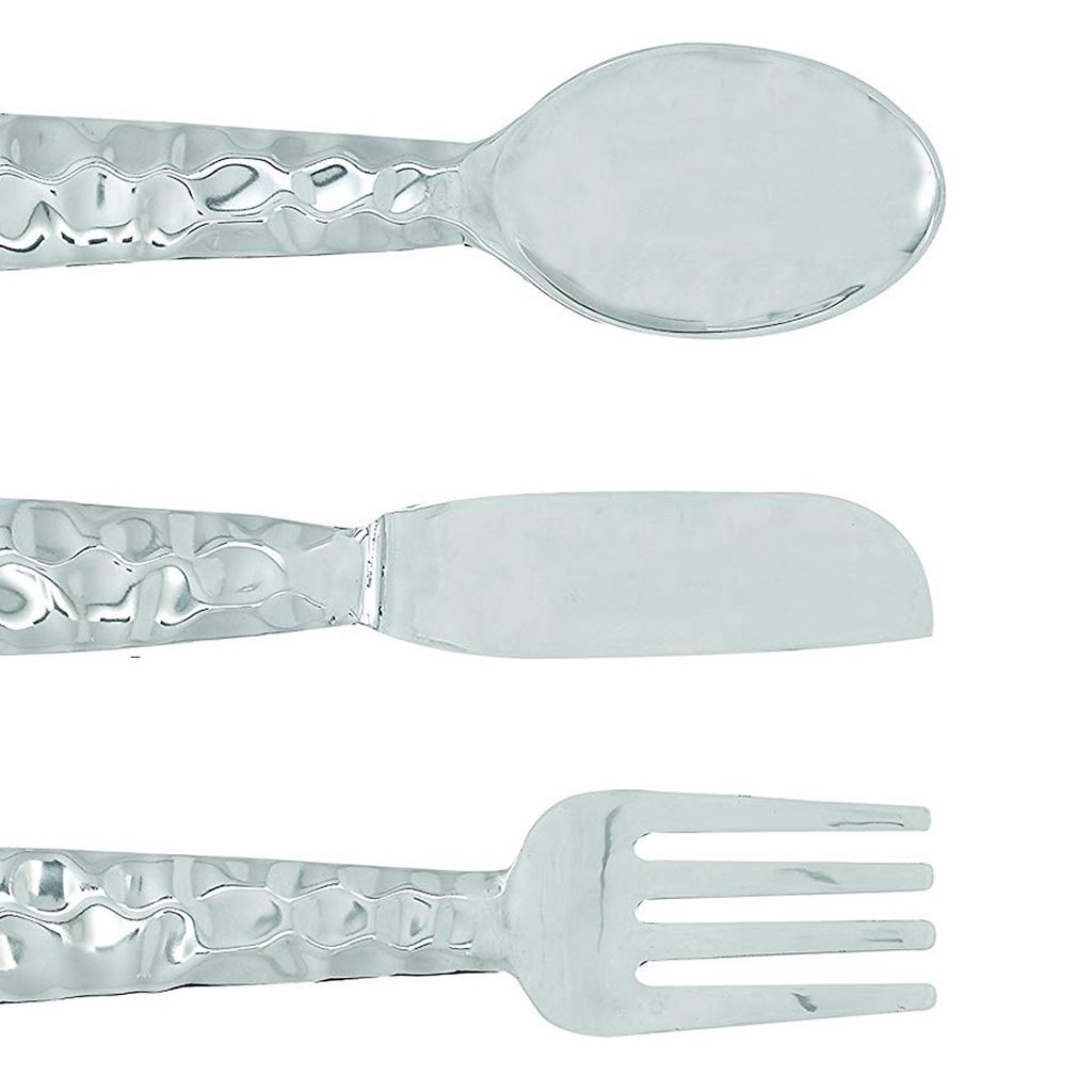 Artistic Cutlery Wall Decor In Aluminum, Set of Three, Silver - View 3