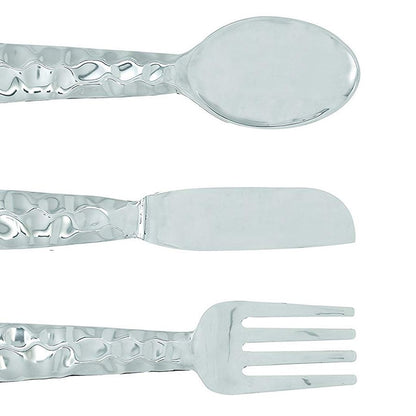 Artistic Cutlery Wall Decor In Aluminum, Set of Three, Silver - View 3