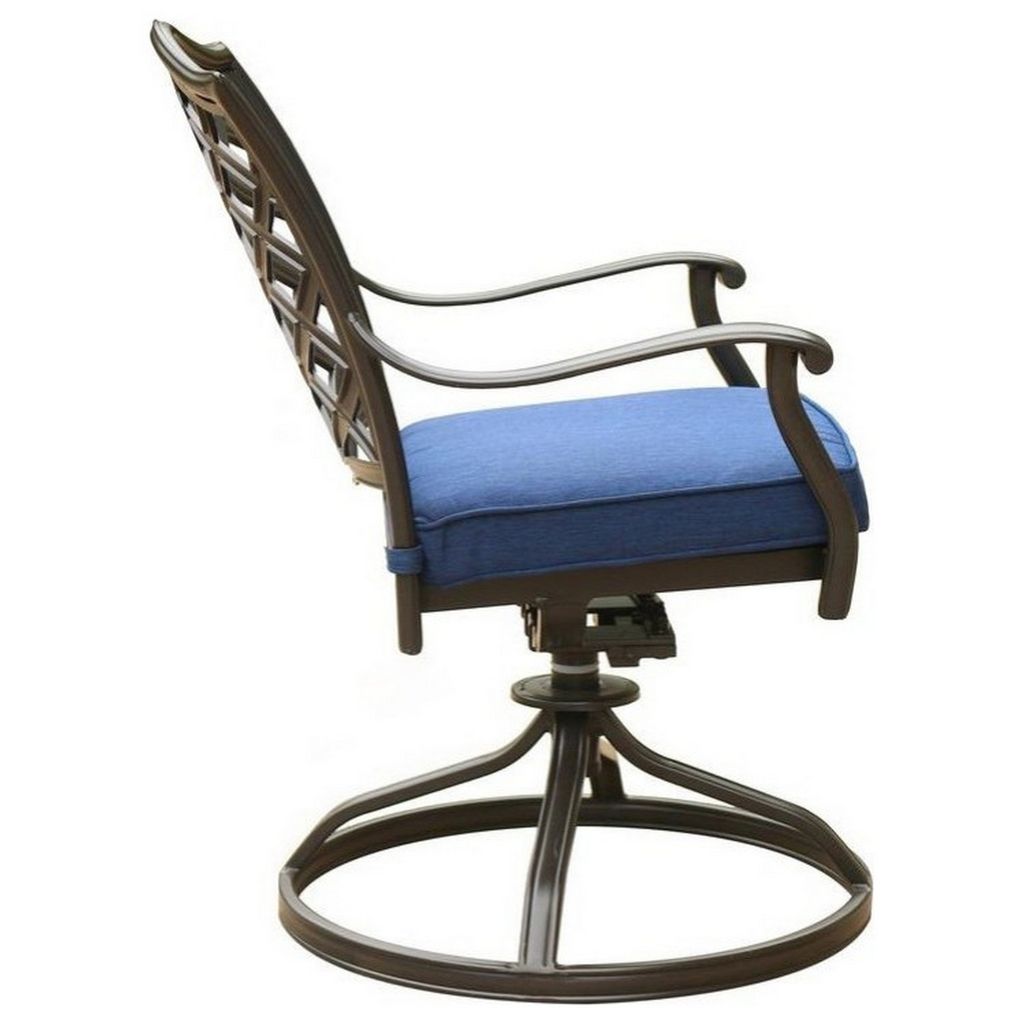 Wynn 25 Inch Modern Patio Dining Swivel Chair with Cushion, Set of 2, Blue - View 3