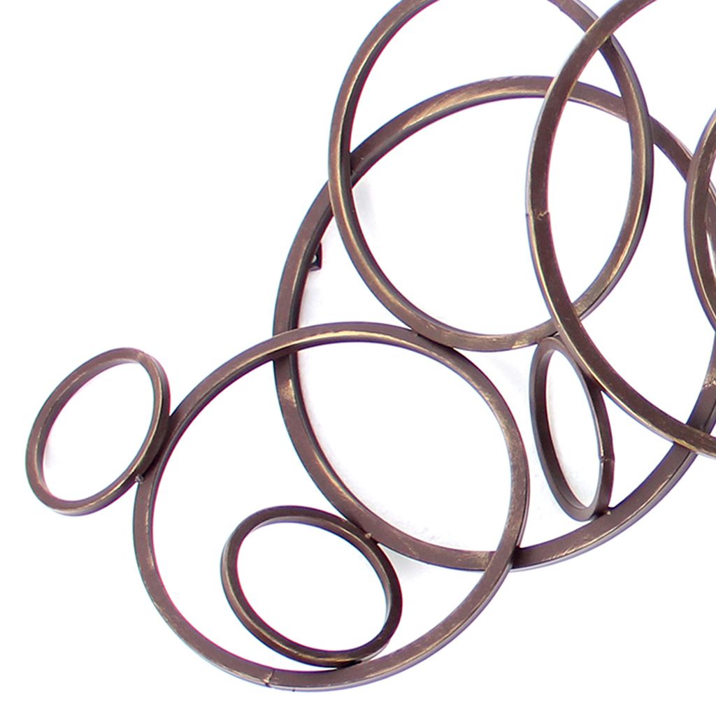 Industrial Style Metal Wall Decor with Multiple Circles, Bronze - View 2