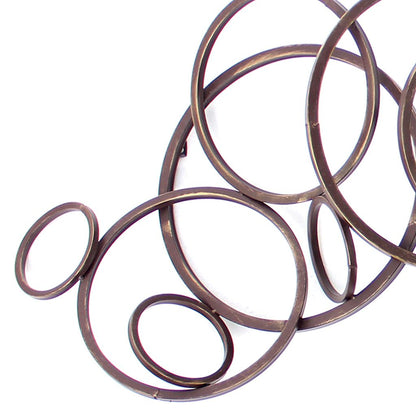 Industrial Style Metal Wall Decor with Multiple Circles, Bronze - View 2