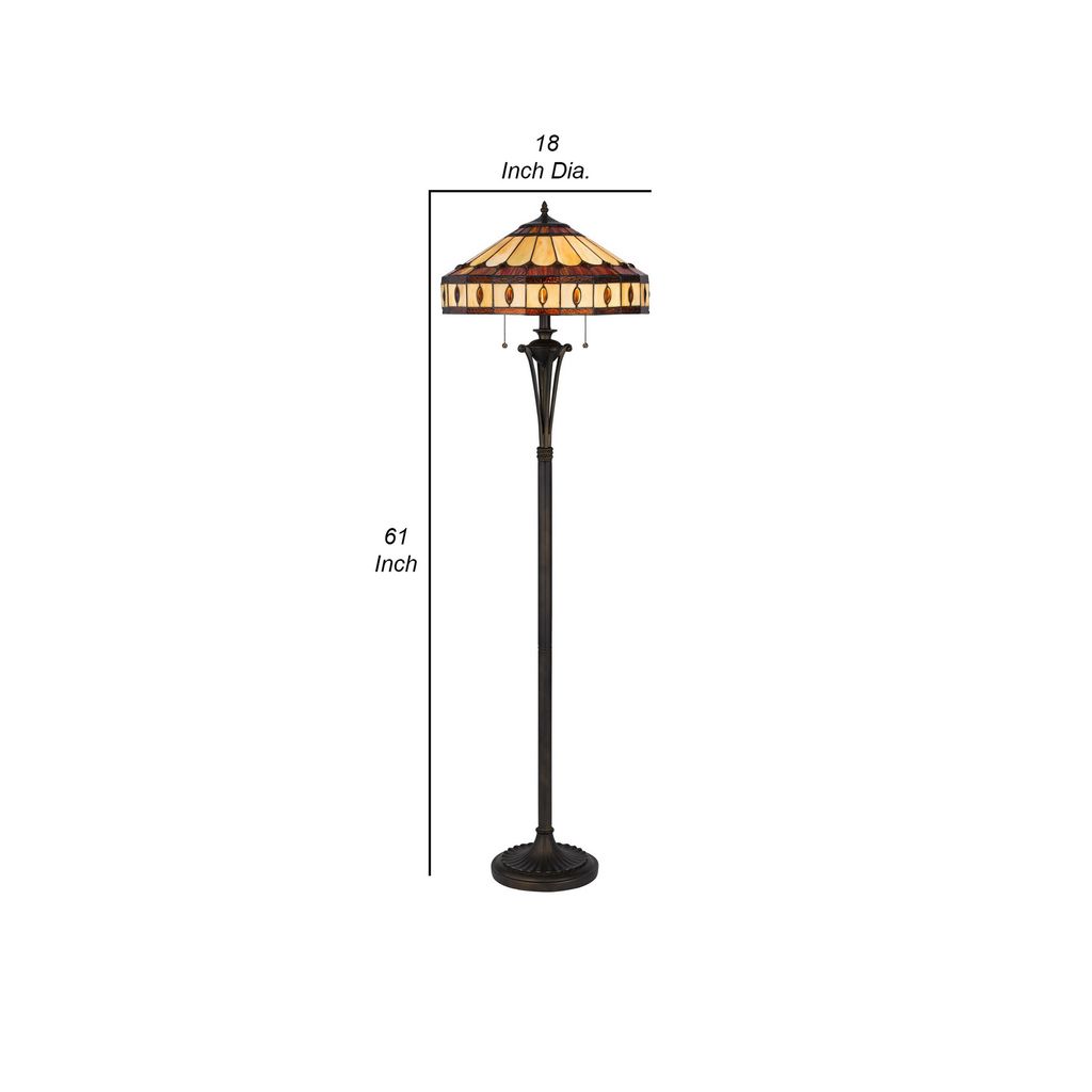 Xia 61 Inch Tiffany Style Vintage Floor Lamp, Glass Shade, Antique Bronze - View 6