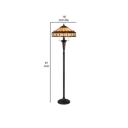 Xia 61 Inch Tiffany Style Vintage Floor Lamp, Glass Shade, Antique Bronze - View 6