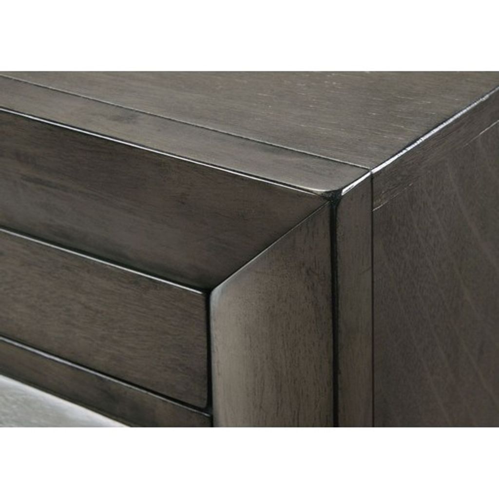 Wooden Nightstand with Two Drawers and Pull Out Tray, Brown - View 2
