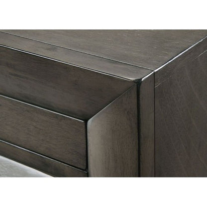 Wooden Nightstand with Two Drawers and Pull Out Tray, Brown - View 2