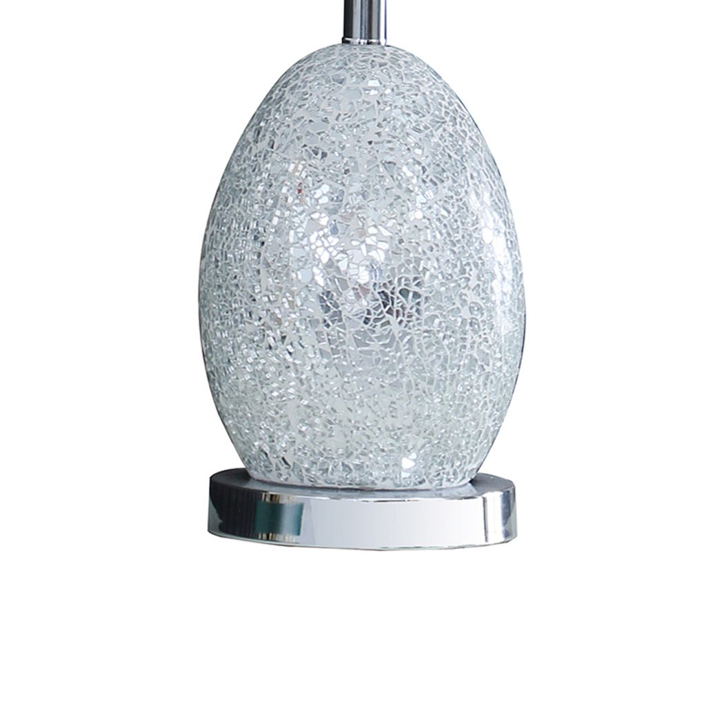 20 Inch Glass Table Lamp, 9W LED, 3 Way Switch, Egg Shape, Silver - View 4