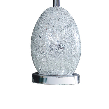 20 Inch Glass Table Lamp, 9W LED, 3 Way Switch, Egg Shape, Silver - View 4