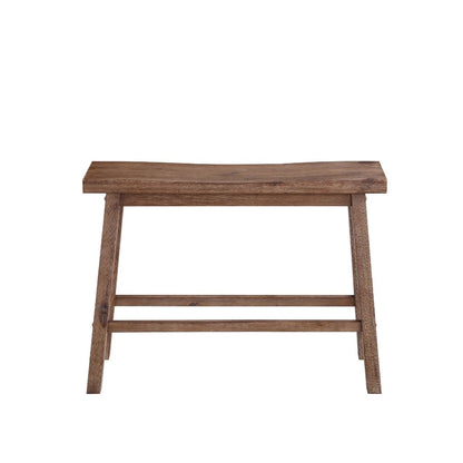 Amber 33 Inch Rubberwood Bench with Saddle Seat, Rectangular, Brown - View 3