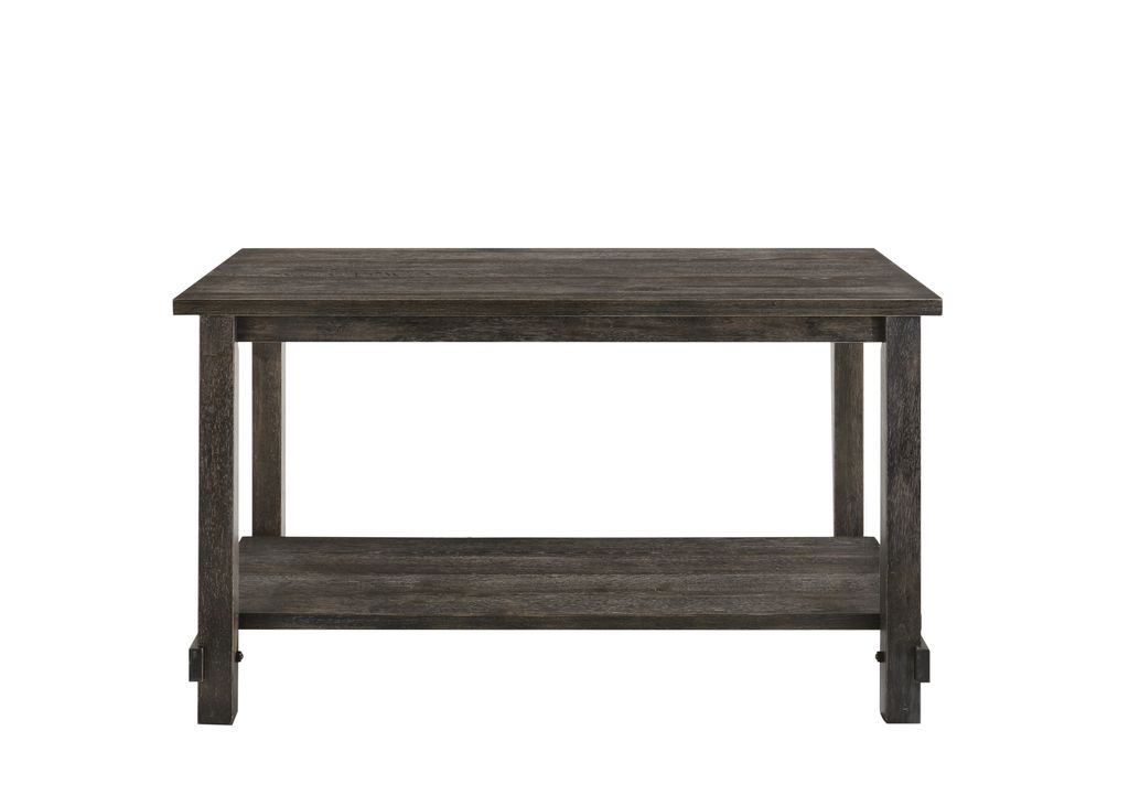 Counter Height Wooden Dining Table with Open Bottom Shelf, Gray - View 2