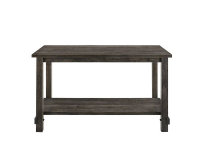 Counter Height Wooden Dining Table with Open Bottom Shelf, Gray - View 2