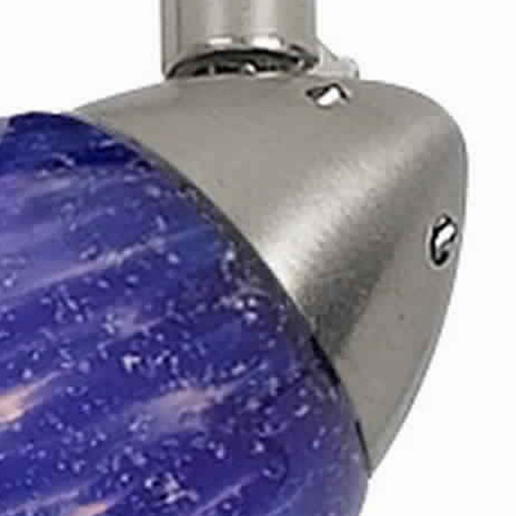 50 Watt Track Fixture with Handblown Glass Shade, Silver and Blue - View 4