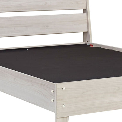 Wooden Twin Platform Bed with Grains, Off White - View 4