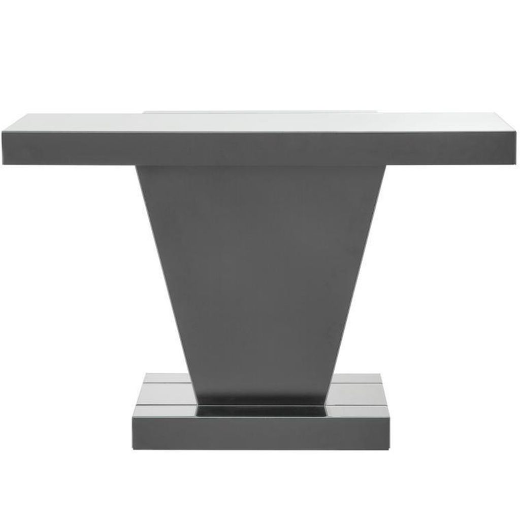 Wood and Mirror  Console Table with Faux Crystals Inlay, Clear - View 5