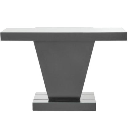 Wood and Mirror  Console Table with Faux Crystals Inlay, Clear - View 5
