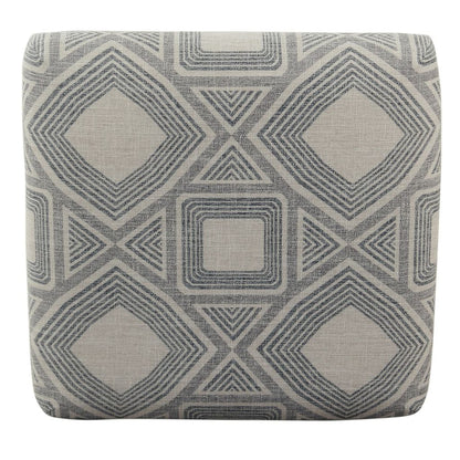 Metal Counter Stool with Geometric Pattern Fabric Upholstered Seat, Gray and Black - View 5