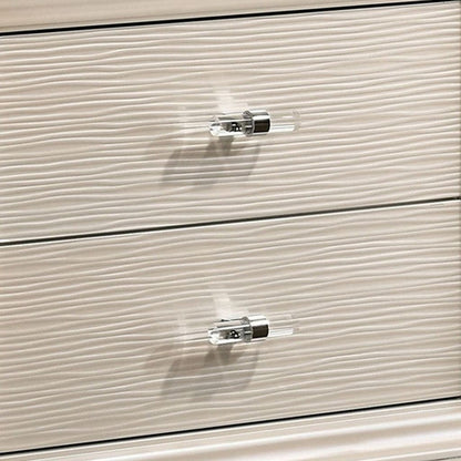 Nightstand with Textured 2 Drawers and Acrylic Legs, Pearl White - View 4