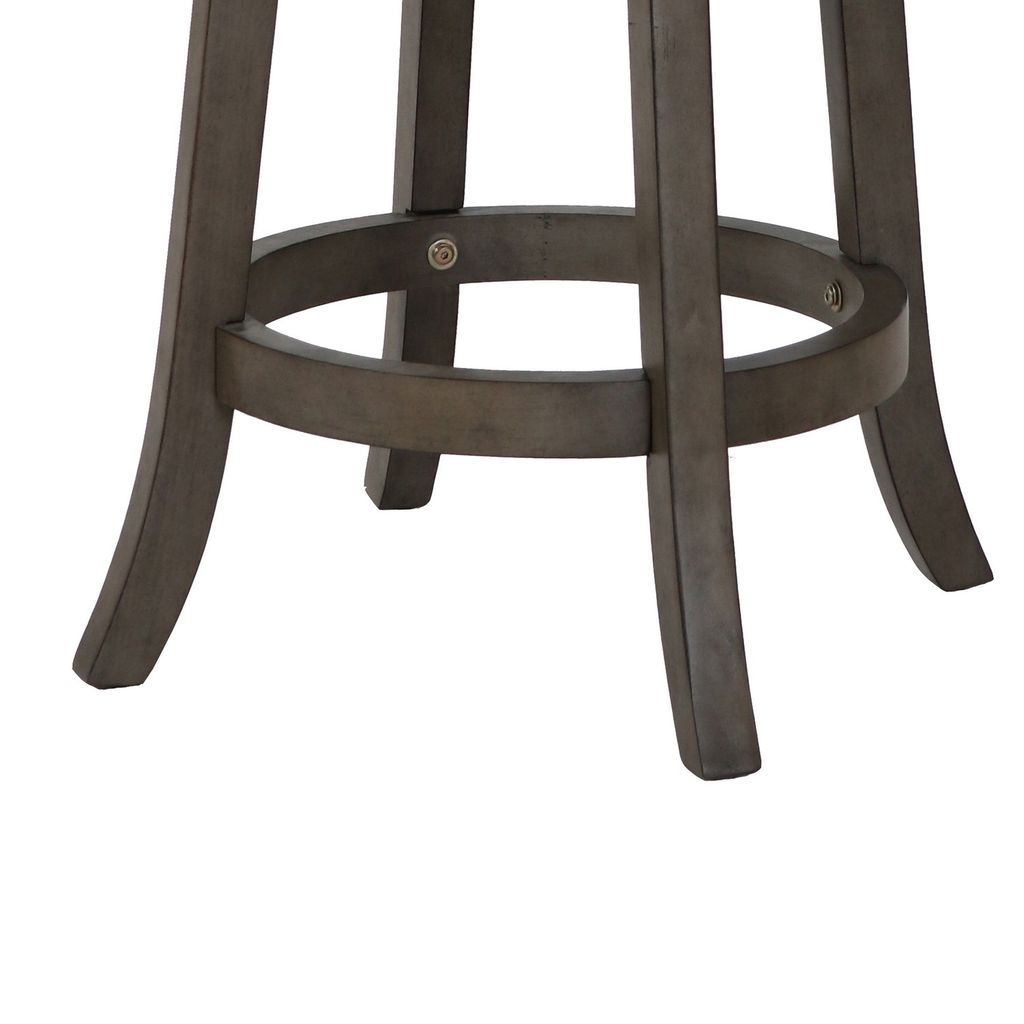 Curved Lattice Back Swivel Counter Stool with Fabric Seat, Antique Gray - View 4