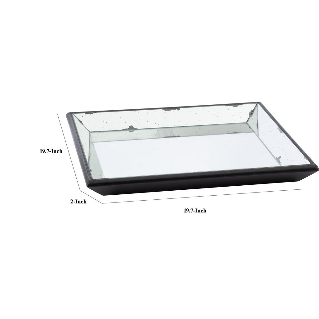 Inez 20 Inch Decorative Glass Tray, Silver Mirrored, Wall Hanger, Medium - View 5