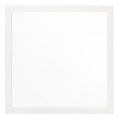40 Inch Wall Mirror, Sleek Square Wood Frame, White