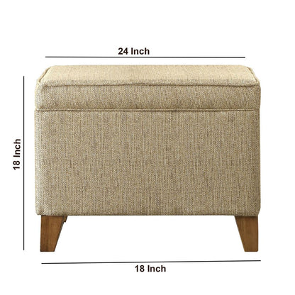 Rectangular Fabric Upholstered Wooden Ottoman with Lift Top Storage, Brown - View 6