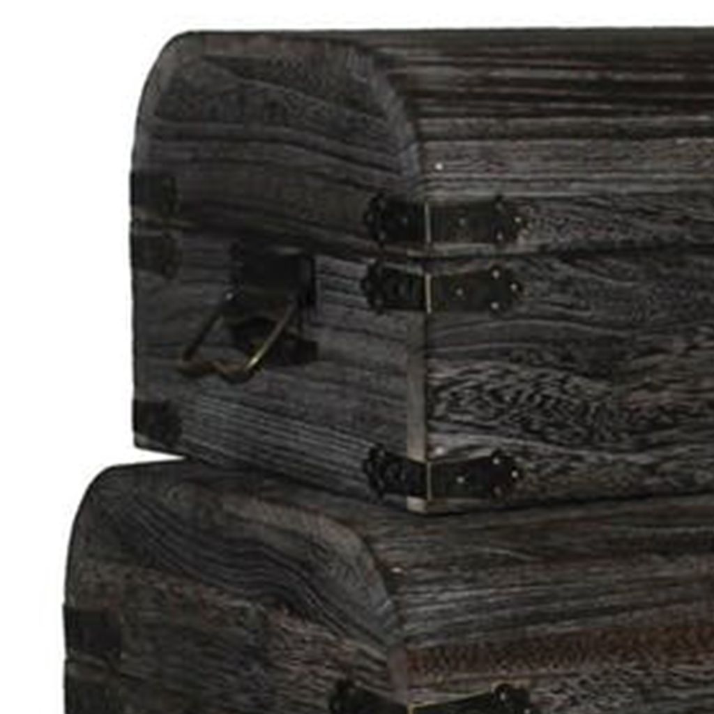 Wooden Lift Top Storage Box with Grain Details, Set of 3, Gray - View 3