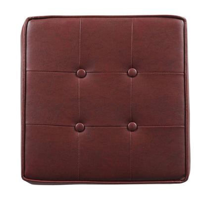 Square Shape Leatherette Upholstered Wooden Ottoman with Tufted Lift Off Lid Storage, Red - View 5