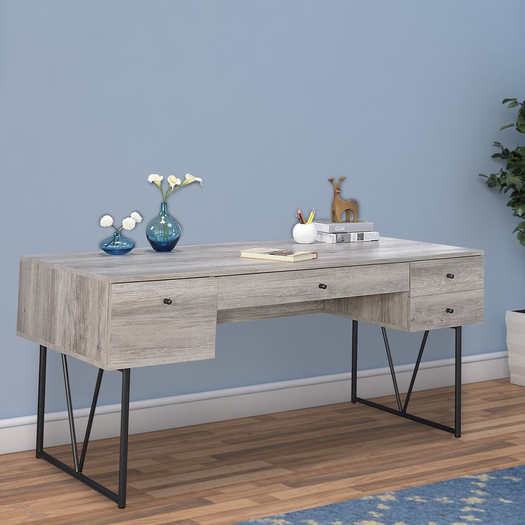 Chic Atelier Writing Desk 4 Drawer, Driftwood Gray - View 7