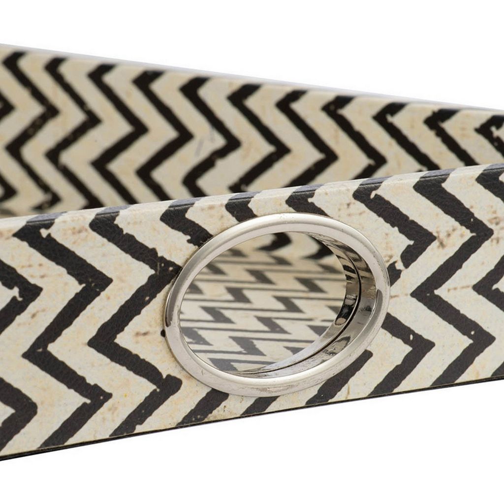 25 Inch Decorative, Black White Wood Trays, Art Deco Geometric, Set of 2 - View 4