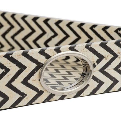 25 Inch Decorative, Black White Wood Trays, Art Deco Geometric, Set of 2 - View 4