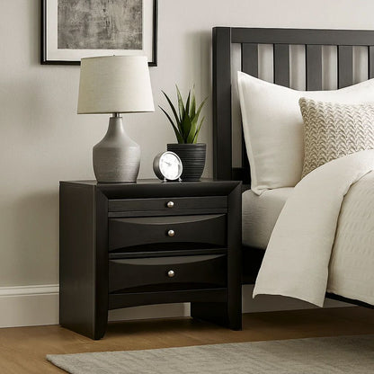 Contemporary 2 Drawer Wood  Nightstand By Ireland , Black - View 7